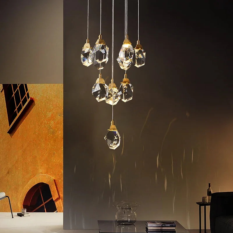 Luxury diamond crystal chandelier for staircase and large living room