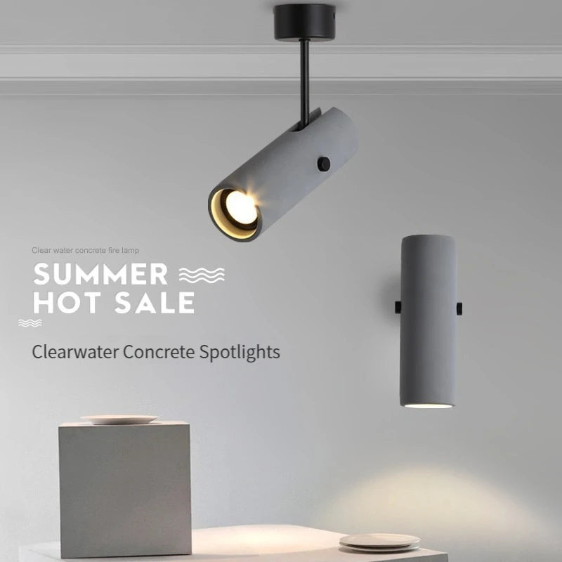 Retro rotary cement wall light with swivel LED lamps