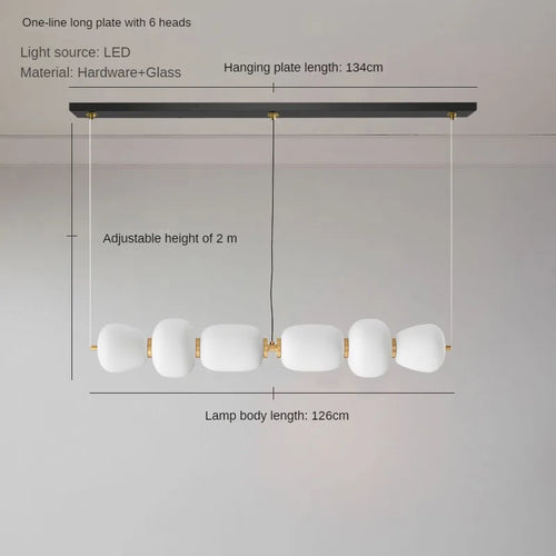 Minimalist artistic glass LED chandelier for creative interiors - vue 13 sur 12