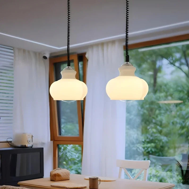 Vintage style pear shaped glass pendant light with modern iron design