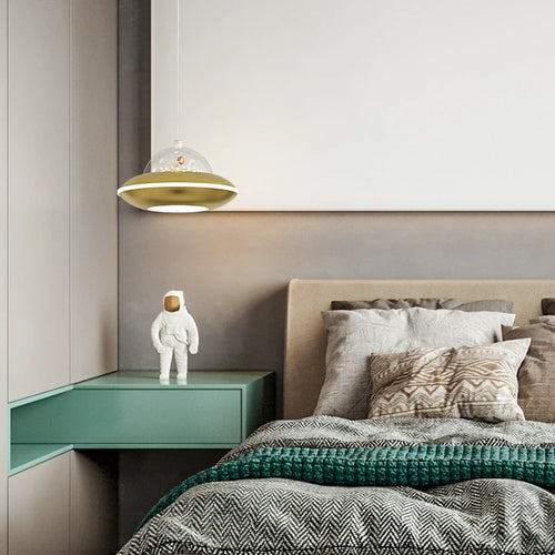 Modern Nordic UFO cartoon pendant light for boys - vue 2 sur 12