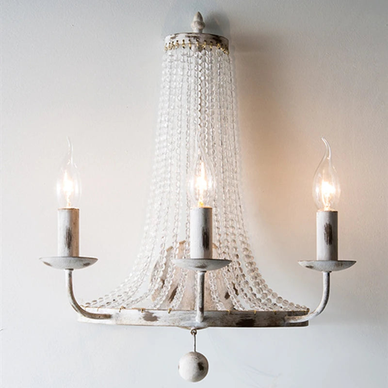Retro hanging wall lamp with crystal LED tassels