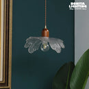 Lotus pendant light in walnut, brass and vintage glass