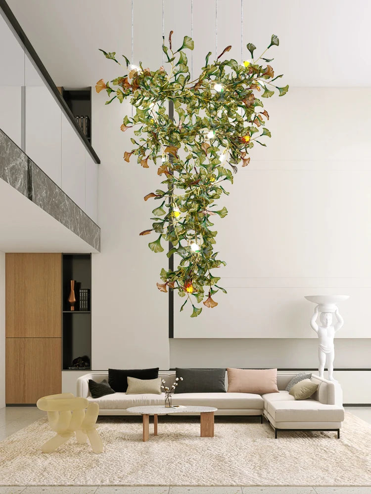 Custom glass ginkgo modern pendant light for elegant lighting - vue 2 sur 16