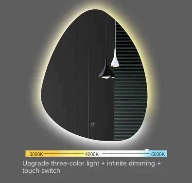 irregular vertical mirror with led light and bluetooth speaker - vue 8 sur 15