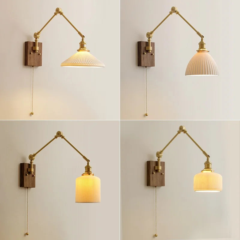 iwhd Copper swing arm LED wall light with pull chain switch - vue 5 sur 23
