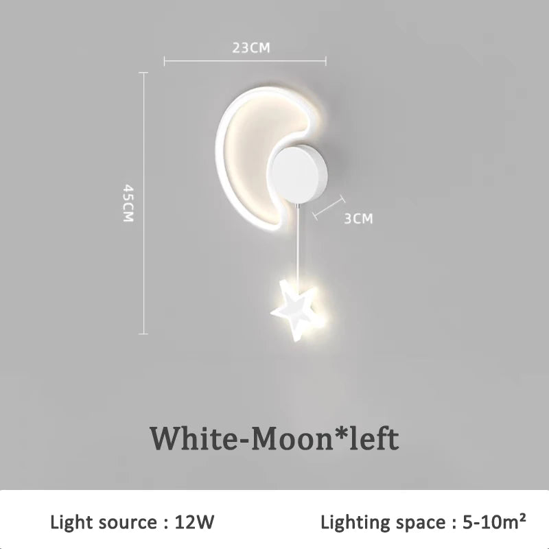 Cloud and moon wall light for children's bedroom