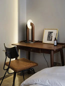Japanese retro wooden bedside lamp with artistic design, touch control and dimmer