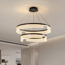 Circular LED chandelier in aluminium and acrylic for decorative interiors