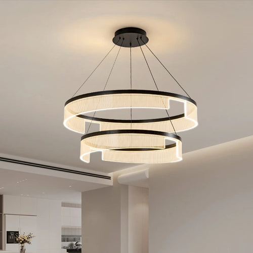 Circular LED chandelier in aluminium and acrylic for decorative interiors - vue 2 sur 24