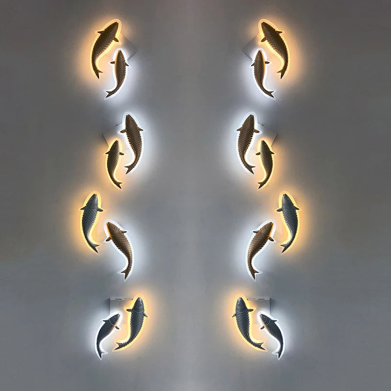 Modern acrylic LED fish-shaped wall light