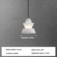 Modern pendant light in natural marble and copper with elegant design