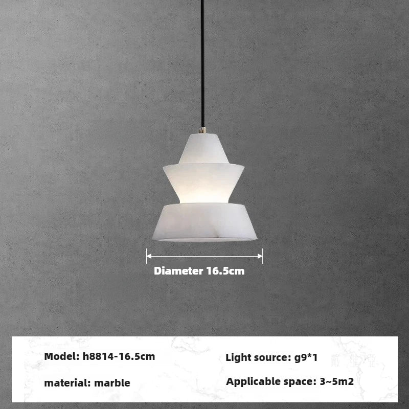 Modern pendant light in natural marble and copper with elegant design