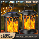 led solar flame effect wall lamp with clip, waterproof outdoor landscape christmas garden light