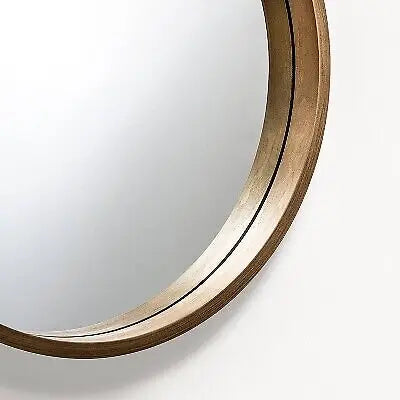 Modern round wall mirror in natural rustic magnolia - vue 3 sur 4
