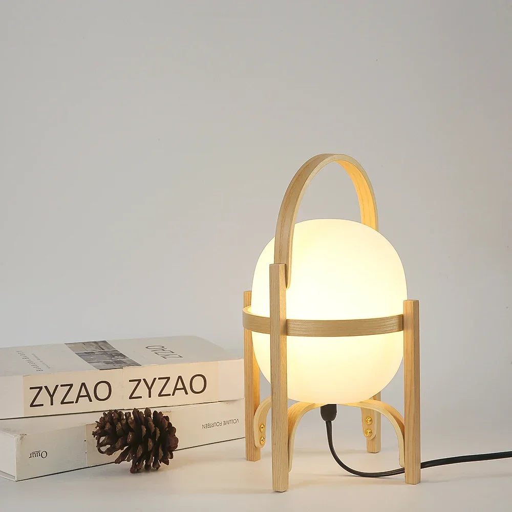 Modern wooden LED table lamp for reading