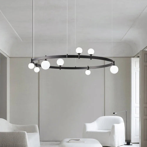 Modern adjustable glass chandelier for artistic decor - vue 3 sur 10