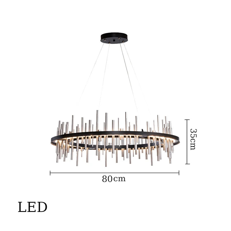 Minimalist black stainless steel postmodern chandelier - vue 16 sur 16