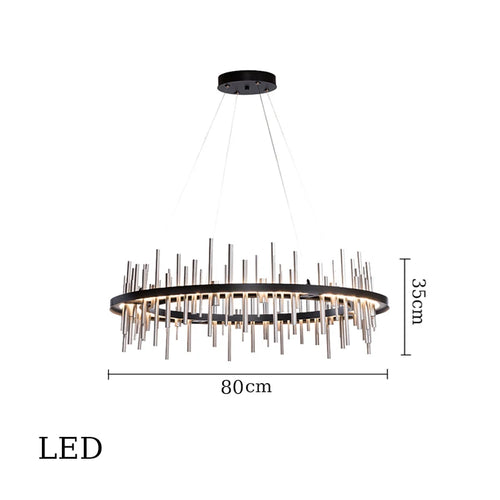 Minimalist black stainless steel chandelier modern design - vue 16 sur 16