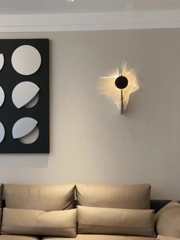 Chrome stainless steel LED wall light with science fiction style - vue 4 sur 9