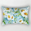 Decorative cushion cover with rainbow and red and pink flowers pattern