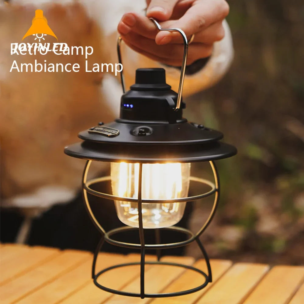 Rechargeable retro portable camping lantern with USB 3 modes