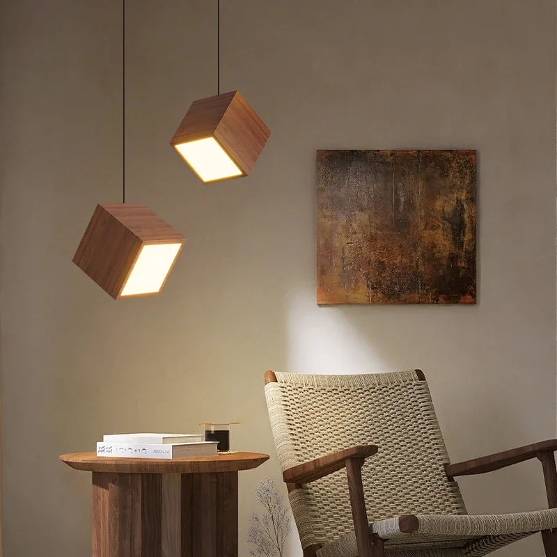 Nordic design creative wooden pendant light for home decor - vue 3 sur 10