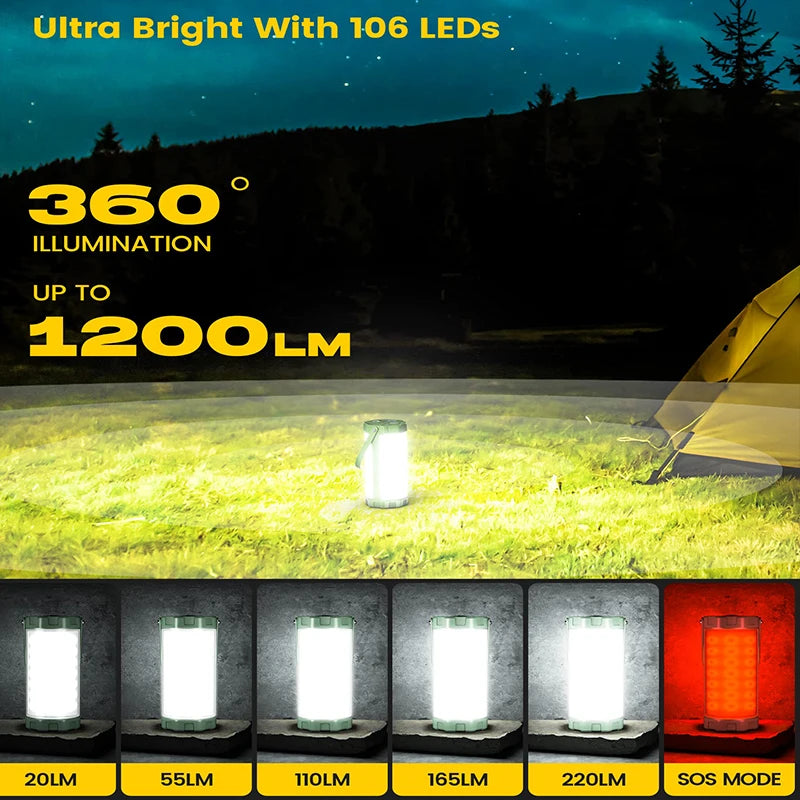 Rechargeable 106 LED camping lamp portable and practical