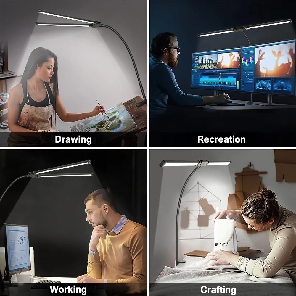 Double head LED desk lamp - vue 5 sur 7