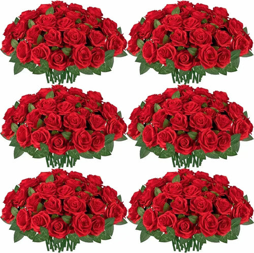 Set of 50 artificial silk roses for decoration and festive events - vue 15 sur 24