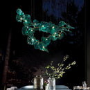 Artistic chandelier with suspended glass leaves LED for hotel