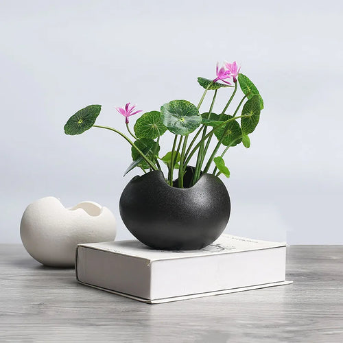 retro ceramic hydroponic flower pot for succulent plants - vue 5 sur 9