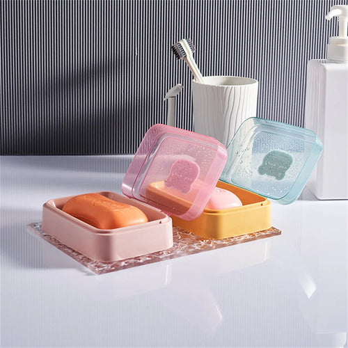 soap dish with lid for dry soap and travel - vue 5 sur 7