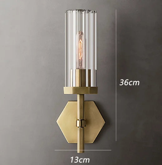 American luxury LED wall light with crystal and gold metal shade - vue 10 sur 11