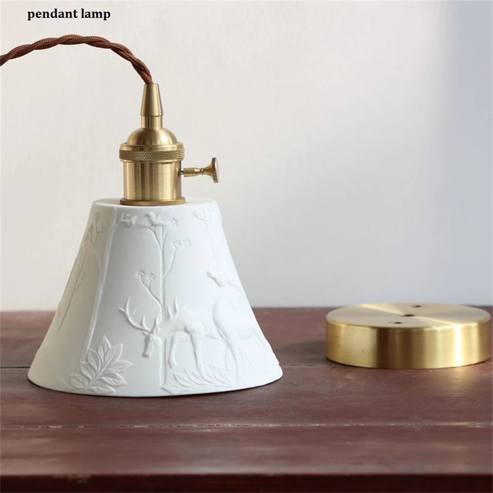 Modern rustic ceramic pendant ceiling light with loft design shade