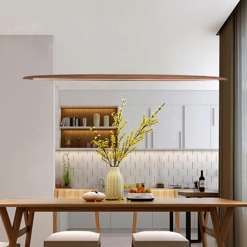 Minimalist nordic wood LED pendant light for bar, shop, hotel 3000k