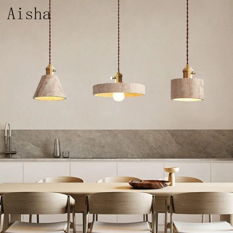 Retro stone pendant light for restaurant and bar