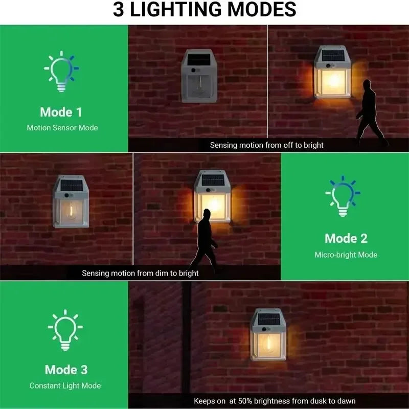 Solar tungsten night lamp with three waterproof modes for garden - vue 4 sur 10
