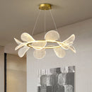 Acrylic chandelier with gold ring and dimmable light direct delivery