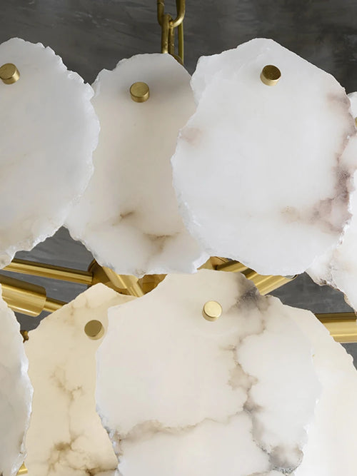 Natural marble and copper chandelier for elegant interior decoration - vue 6 sur 10