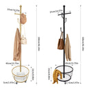 Standing Coat and Hat Hanger Organizer Rack with Mobile Wheel, Entryway Coat Hanger Stand with Storage Basket, Chic Home Tools