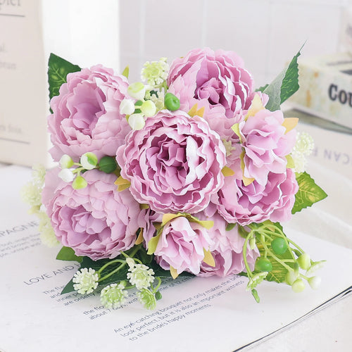 Artificial silk peony and hydrangea bouquet for wedding and home decoration - vue 38 sur 40