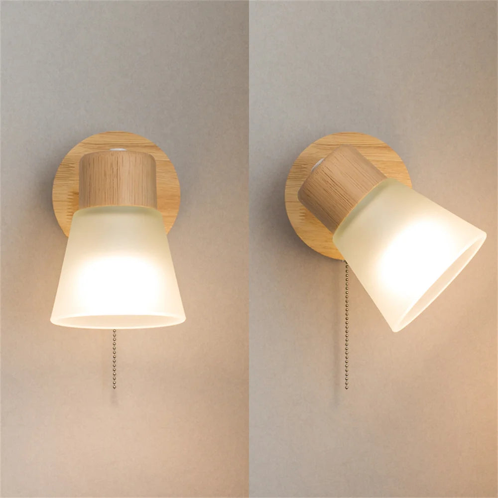 Modern rotating wall light with pull cord switch - vue 3 sur 8