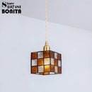 Retro pendant light in hand-painted glass, Mediterranean Asian style