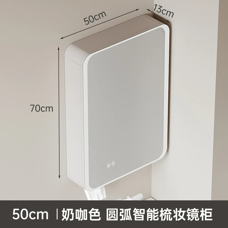 circular aluminum wardrobe with mirror, smart lighting and storage - vue 18 sur 32