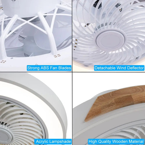 Wooden ceiling light with remote control and variable 3-colour LED - vue 6 sur 12