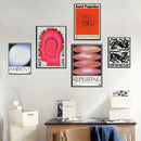 Abstract gradient halo retro Japanese wave decorative wall art