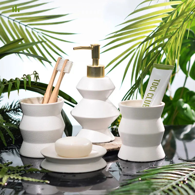 set of 4 ceramic bathroom bottles