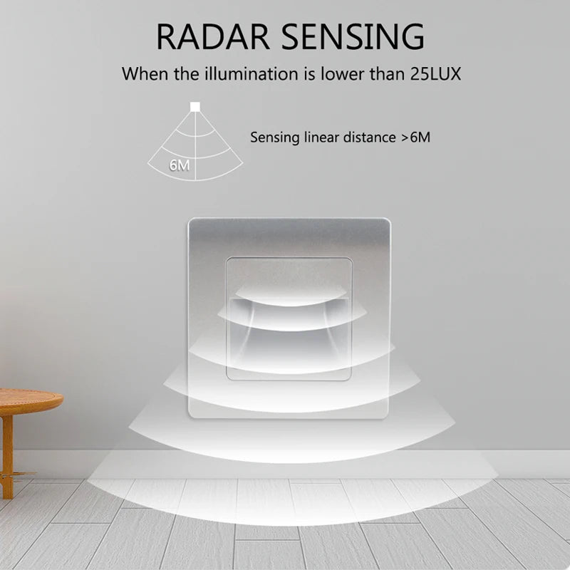 Recessed LED wall light for stairs with motion sensor - vue 10 sur 10