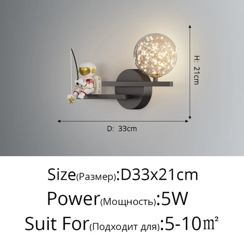 Astronaut moon planet LED wall light nordic style 2022 - vue 13 sur 18